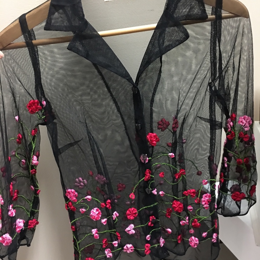 Sheer black button down shirt